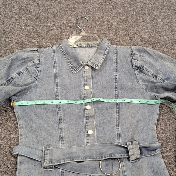 Fate Blue Denim Dress with Belted Waist - Picture 12 of 14